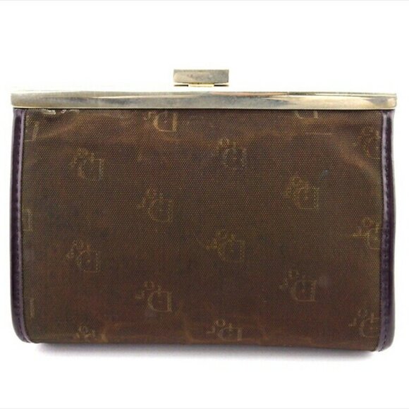 DIOR Pouch logo pattern canvas x leather Authentic USED - Picture 3 of 11
